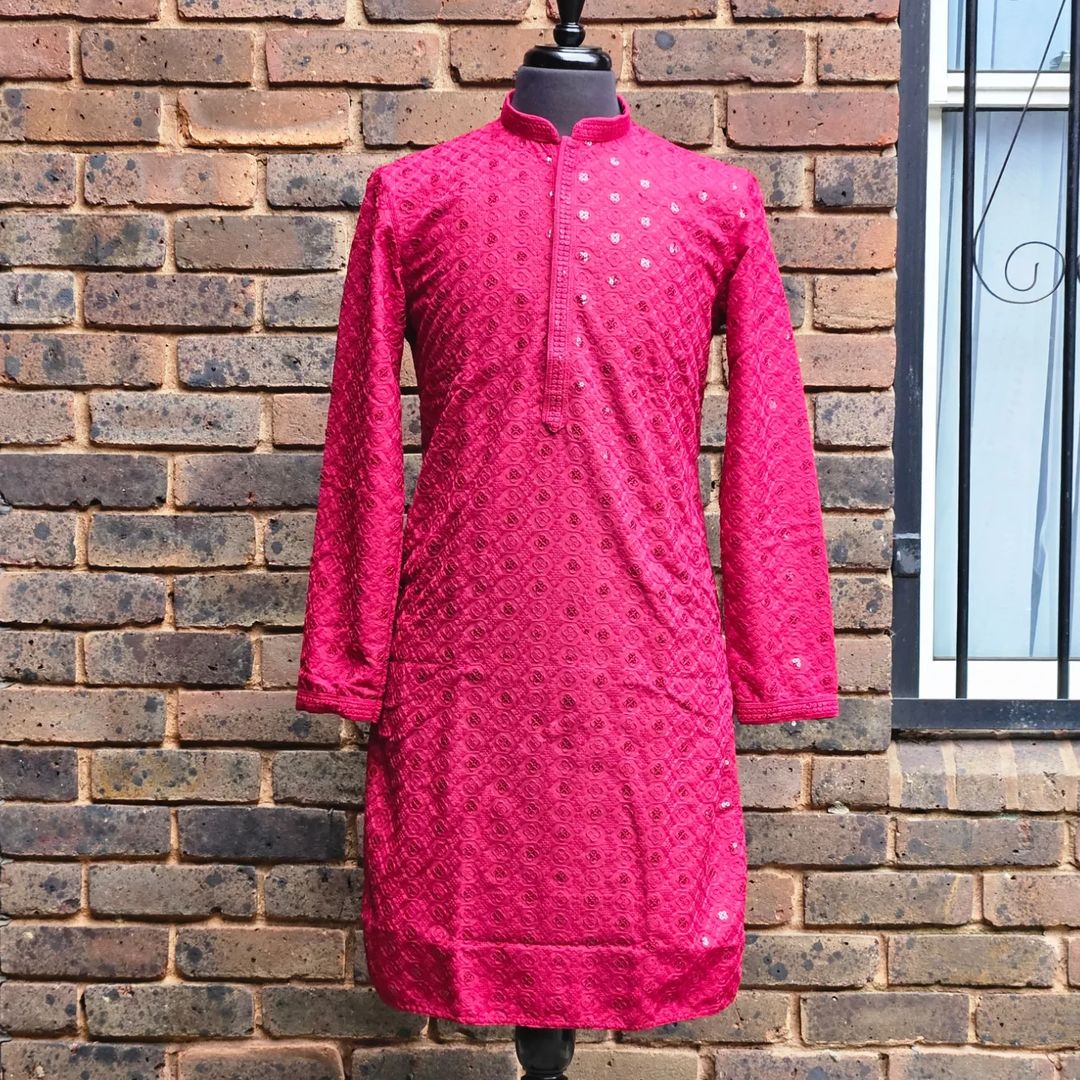 Rich Maroon Chikan Kurta