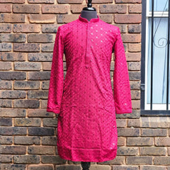 Rich Maroon Chikan Kurta